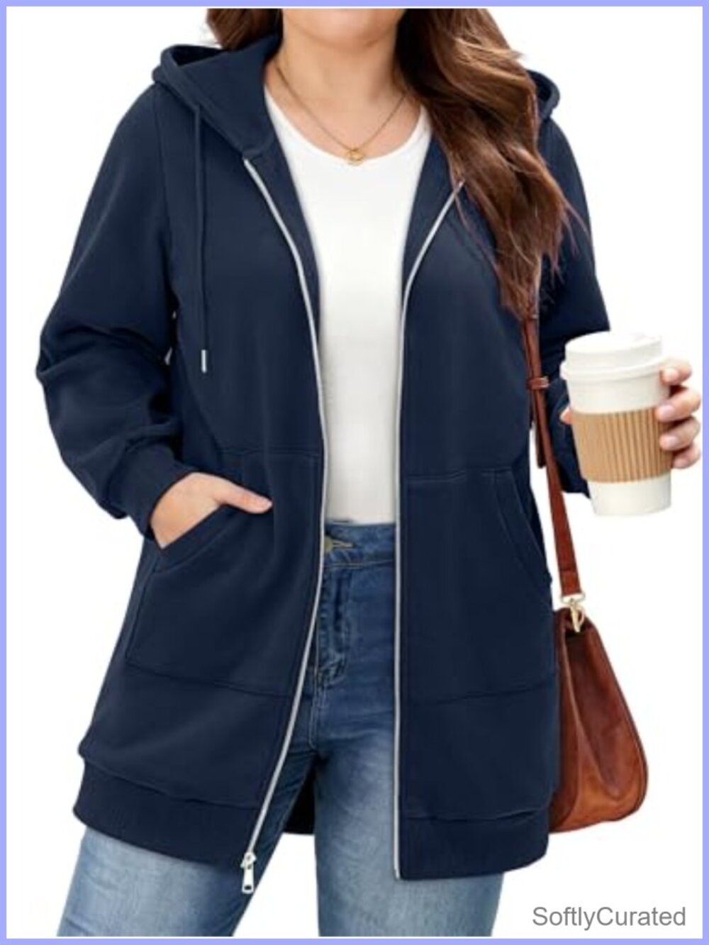 Plus Size Oversized Zip Up Hoodie Drawstring Fleece Sweatshirt with Pockets Y2K